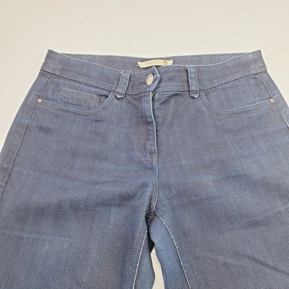 Anthropologie Leifsdottir Women Dark Denim Cropped Lace‎ Up Fray Riding Jeans 28